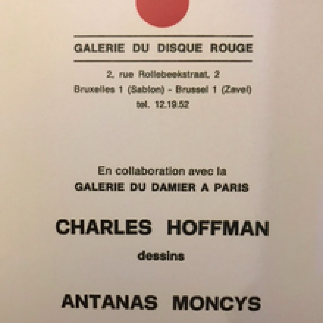 Parodos „Charles Hoffman. Piešiniai. Antanas Mončys. Skulptūros“ plakatas (1965)